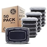 Freshware Meal Prep Containers 1 Compartment Food Storage Containers with Lids, Bento Box, BPA Free, Stackable, Microwave/Dishwasher/Freezer Safe (28 oz), 50 Count (Pack of 1)