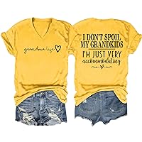 I Don't Spoil My Grandkids I'm Just Very Accommodating T Shirt Women Casual Short Sleeve V Neck Shirts Grandma Gifts