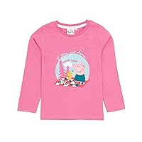 Peppa Pig Girls T-Shirt | Kids Pink Peppa Picnic Top | Long Sleeve Tee Cartoon Series Clothing Gifts for Toddlers & Children