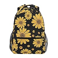 ALAZA Sunflower on Black Background Travel Laptop Bags College School Computer Bag Men Women