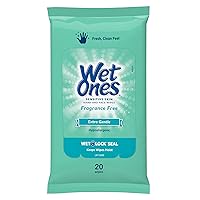Wet Ones Hand Wipes, Sensitive Skin Wipes | Travel Wipes Case, Hand and Face Wipes | 20 ct. Travel Size Wipes (30 pack)