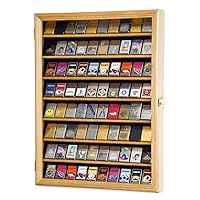 80 Lighter Lighters Match Books Matches Display Case Cabinet Wall Rack Holder Lockable w/98% UV Door (Oak Wood Finish)