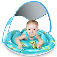 Baby Pool Float with Canopy Removable UPF50+ UV Sun Protection,Third-Generation Upgraded Baby Swimming Float,More Stable Baby Swimming Pool Float