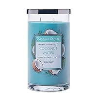 Colonial Candle Coconut Water Scented Jar Candle, Classic Cylinders Collection, 2 Wick, Blue, 19 oz - Up to 120 Hours Burn