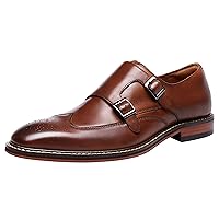 Mens Loafers Silp On Formal Dress Genuine Leather Double Buckle Monk Strap Loafers Fashion Comfort Business Shoes for Men