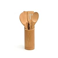 Lipper International Bamboo Wood Kitchen Tool Holder with 4 Tools, 3-1/4
