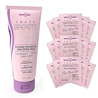 Fresh Body FB Women's Breasts Anti Chafing Deodorant Lotion to Powder, 3.4oz and On-The-Go Travel Size Single .07oz (15 Pack) - Anti Chafe Cream Whole Body Deodorant