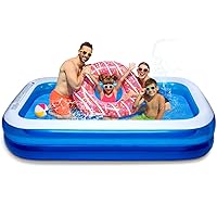 Inflatable Swimming Pool Kiddie Pools Family Swim Center for Kids Full-Sized Lounge Pool for Kids Easy Set Swimming Pool for Backyard Summer Water Party Outdoor (103x69x20in)