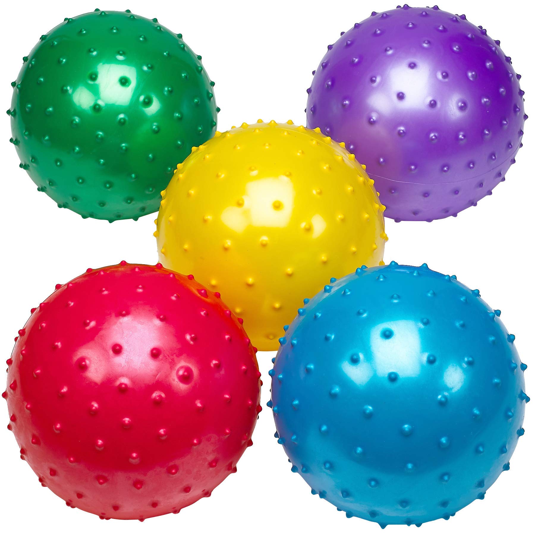 Bedwina Big Knobby Balls - (Pack of 5) 18 Inch Fun Bouncy Balls for Toddlers and Kids – Plus Added Hand Air Pump, Great for Tactile Sensory Balls, Spiky Stress Ball, Fidget Toys, and Party Favors