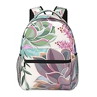 succulent Cactus Printed Lightweight Backpack Travel Laptop Bag Gym Backpack Casual Daypack