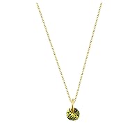 jewellerybox Gold Plated Sterling Silver & 4mm Peridot CZ Necklace - 16-22 Inches