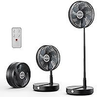 12” Battery Powered Table Fan, 10800mAh Foldaway Fan with Remote Control Night Light Timer, Portable Oscillating Fan for Home, Camping, Travel, Hurricane