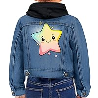 Smiley Star Toddler Hooded Denim Jacket - Colorful Jean Jacket - Rainbow Denim Jacket for Kids