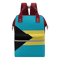 Bahamas Flag Durable Travel Laptop Hiking Backpack Waterproof Fashion Print Bag for Work Park Red-Style