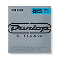 JIM DUNLOP DBSBN45125 Super Bright Bass Strings, Nickel Wound, Medium, .045–.125, 5 Strings/Set