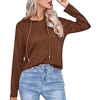 Women's Flannel Shirts Long Sleeve Color Autumn And Winter Knit Hooded Top Sweater Blouses Dressy Casual, S-2XL