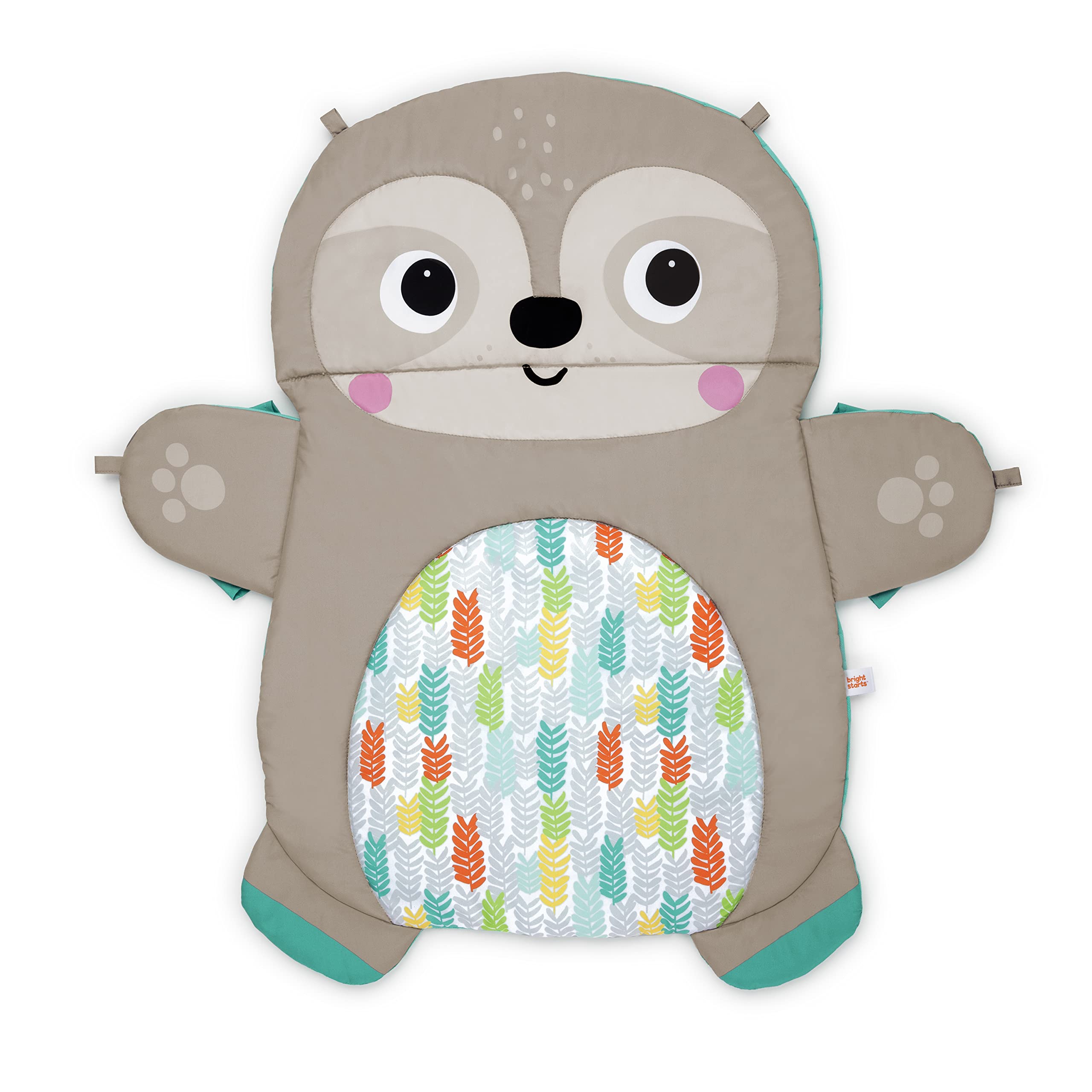Bright Starts Tummy Time Prop & Play Baby Activity Mat with Support Pillow & Taggies - Sloth 36 x 32.5 in, Age Newborn+ (Pack of 3)