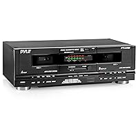 Home Digital Dual Cassette Deck Media Player Music Recording Device with RCA Cables Switchable Rack Mounting Hardware CrO2 Tape Selector Included 3 Digit Counter - 110V/220V