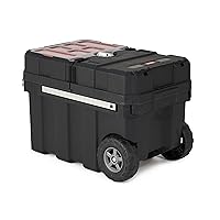 Keter - 241008 Masterloader Resin Rolling Tool Box with Locking System and Removable Bins – Perfect Organization and Storage Chest for Power Drill, Tape Measure, and Screwdriver Set, Black