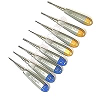 German 8 PCS Straight 1.5MM to 4MM Dental Surgery Extraction LUXATING Elevator Blue and Gold
