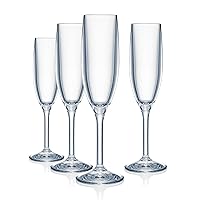 Strahl Unbreakable Champagne Polycarbonate Glasses, Design+ Shatterproof Stemware Clear Plastic Drinkware Flutes, Heavy Duty Premium Restaurant Grade for Toasting, 5.5 Ounces, Gift Pack of 4