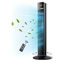 Tower Fan with Remote, 44” Bladeless Fan, 70° Oscillating Fan for Bedroom, 3 Speeds, 3 Modes, 12H Timer, LED Display, Quiet Cooling Standing Floor Fans for Home Living Room Office, Black