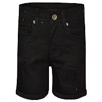 A2Z Kids Boys Shorts Denim Ripped Jet Black Chino Bermuda Jeans Knee Length Pants