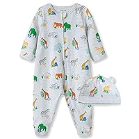 Little Me unisex baby Pajamas infant and toddler bodysuit footies, Grey Jungle Animals, Newborn US