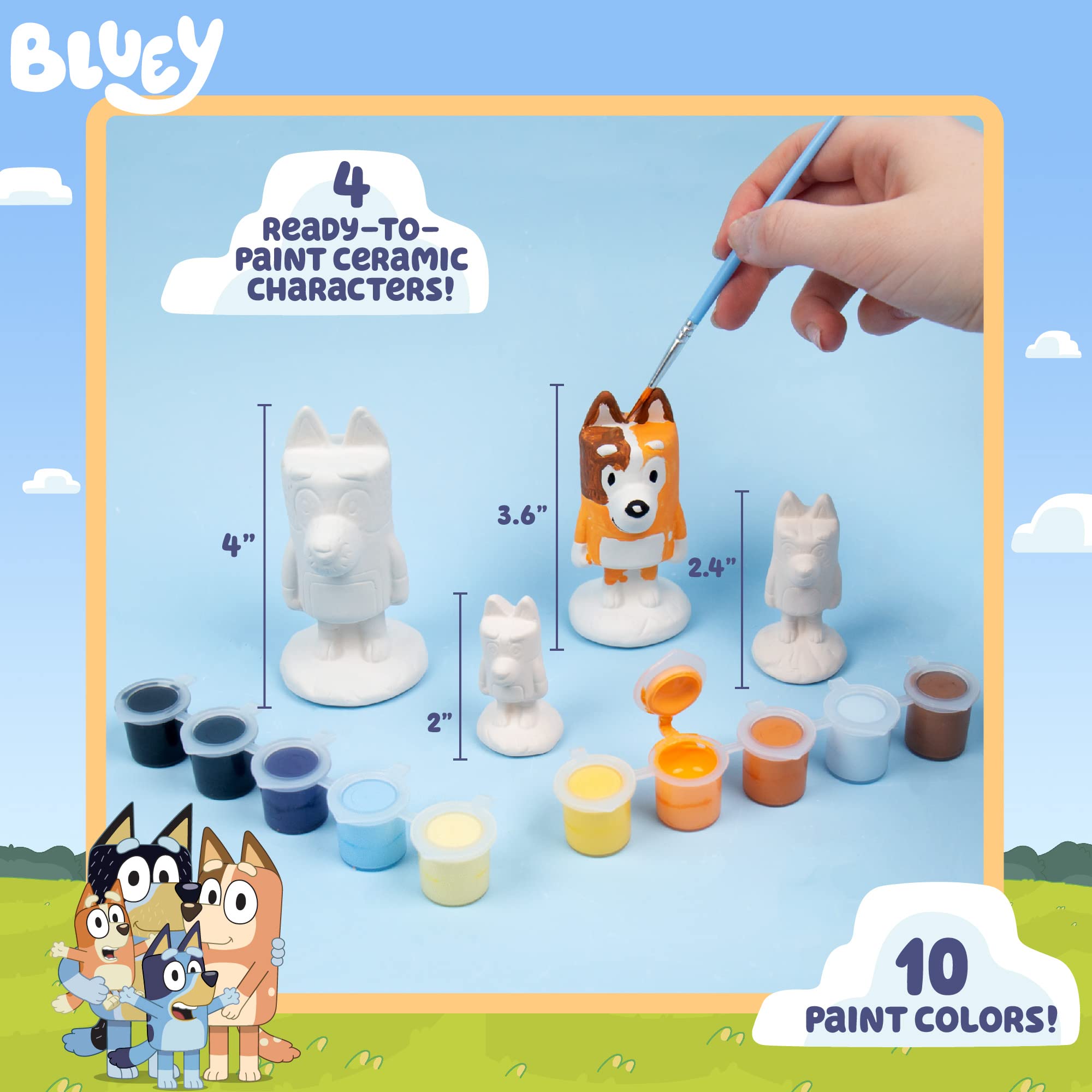 Bluey Paint Your Own Figurines – Ceramic and Bingo Figurines for Kids to Paint – Fun Painting Kit – Creative Toys for Kids, Great for Birthday Parties & Sleepovers,Multi
