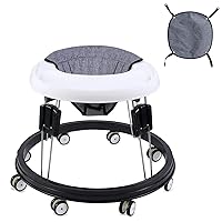 Baby Walkers, Infant Walkers for Baby Babies 6-12 Months Foldable Baby Walker Round Baby Girl Walkers with Wheels 9 Adjustable Heights, Baby Walkers Kids Walker with Wheels for Girls Boys