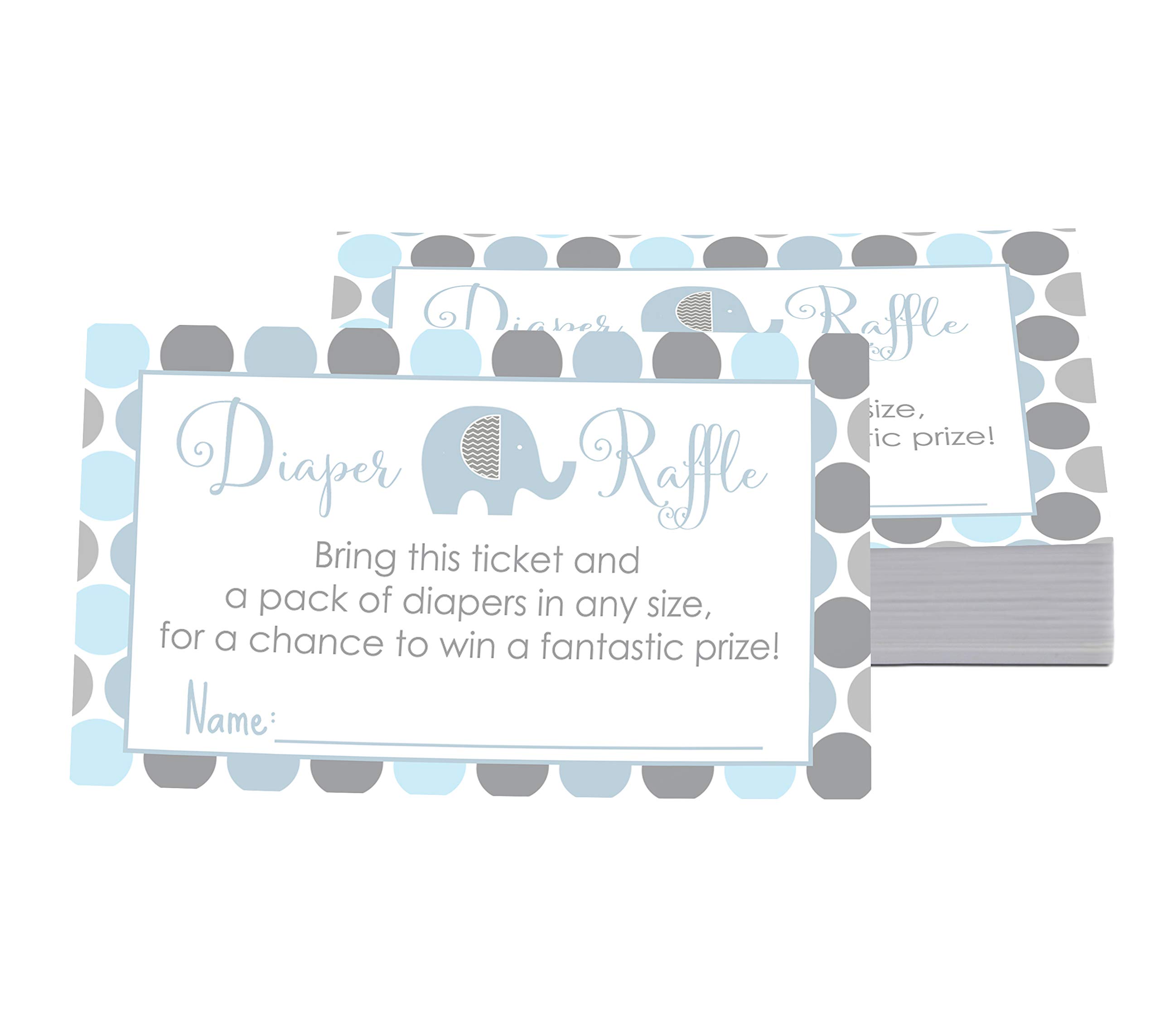Paper Clever Party Blue Elephant Baby Shower Diaper Raffle Tickets (25 Pack) Boys Baby Shower Prize Games for Drawings - Invitation Insert Cards – Royal Prince Theme Blue - 2x3.5 Printed Set