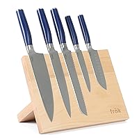 Frok 6 Piece German Steel Knife Set W/Magnetic Block - Blue