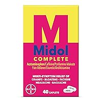 Midol Complete Menstrual Pain Relief Caplets, 40 Count - Provides Cramp, Headache, and Bloating Relief