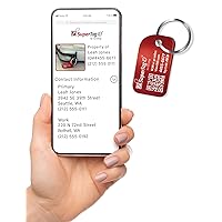 Dynotag® Sentry Series Solid Metal Web Enabled Keychain & Property Smart ID Tag + Keyring w. DynoIQ™ & Lifetime Recovery Service (Ruby Red)