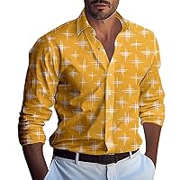 Button Down Shirts for Men Casual Long Sleeve Regular Fit Flower Print Beach Shirts Summer Casual Beach Shirt