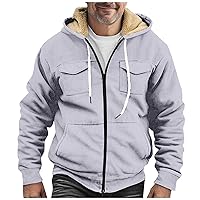 Winter Jacket Men Sherpa Fleece Lined Hoodies for Men Zip Up Winter Warm Coat Outdoor Workout Sweatshirt for Men