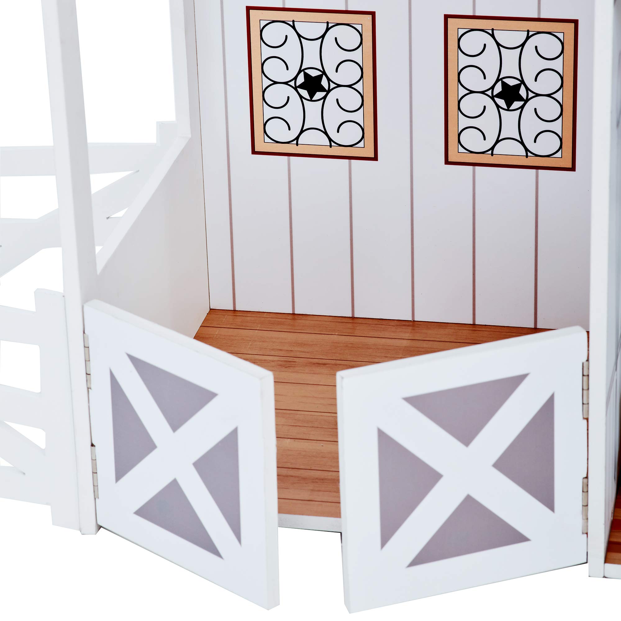 Teamson Kids - Dreamland Farm House Wooden Pretend Play Doll House Dollhouse For 12