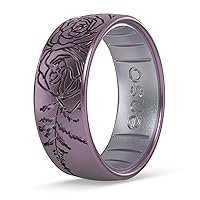 Etched Classic Silicone Rings - Comfortable and Flexible Design - 8mm Wide, 2.16 Thick