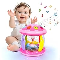 Baby Toys 6 to 12 Months - Ocean Projector Light Up Musical for 12-18 Crawling Learning Tummy Time 1 2 3 Year Old Infant Boys Girls Gifts-Pink and Purple