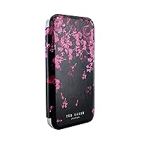 Ted Baker ANEMOY Black Flower Border Mirror Folio Phone Case for iPhone 13/14 Silver Shell