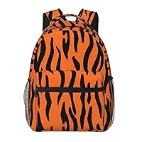 Tiger Stripes Orange Pattern Printed Lightweight Backpack Travel Laptop Bag Gym Backpack Casual Daypack