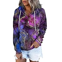 XHRBSI Womens Vacation Outfits Women's Casual Fashion Print Long Sleeve Pullover Hoodies Sweatshirts
