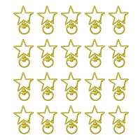 20pcs Star Shaped Spring Clasp Keychain Metal Spring Snap Alloy Clasp Keychain Rings for Crafts DIY Creative Snap Hook Lanyard for Bag Key Chains Accessories,Yellow
