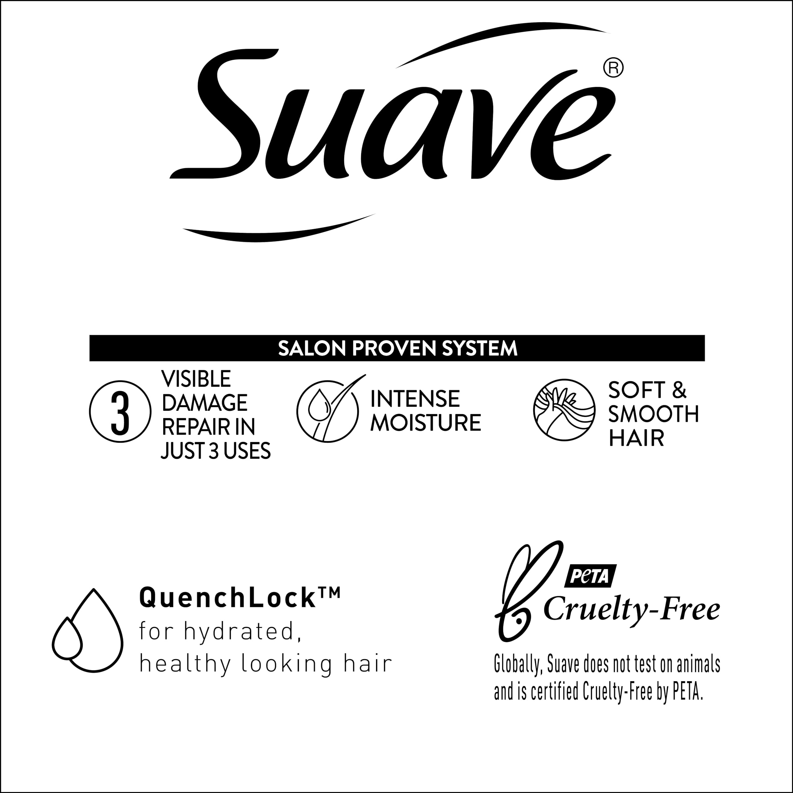 Suave Coconut Oil Damage Repair Conditioner, for Normal, Dry and Damaged Hair, with Pure Coconut Oil Infusion, 28 oz Pack of 4