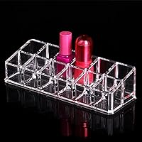 Clear Acrylic Lipstick Storage Box 12 Grids Lipstick Holder Cosmetic Storage Case Makeup Organizer Sundries Display Container (Color : Clear)