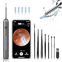 LEIPUT Ear Wax Removal, Ear Wax Removal Tool, Ear Cleaner with Camera with 1080P, Ear Camera with Light, Ear Wax Removal kit for iPhone, iPad, Android Phones(Black)