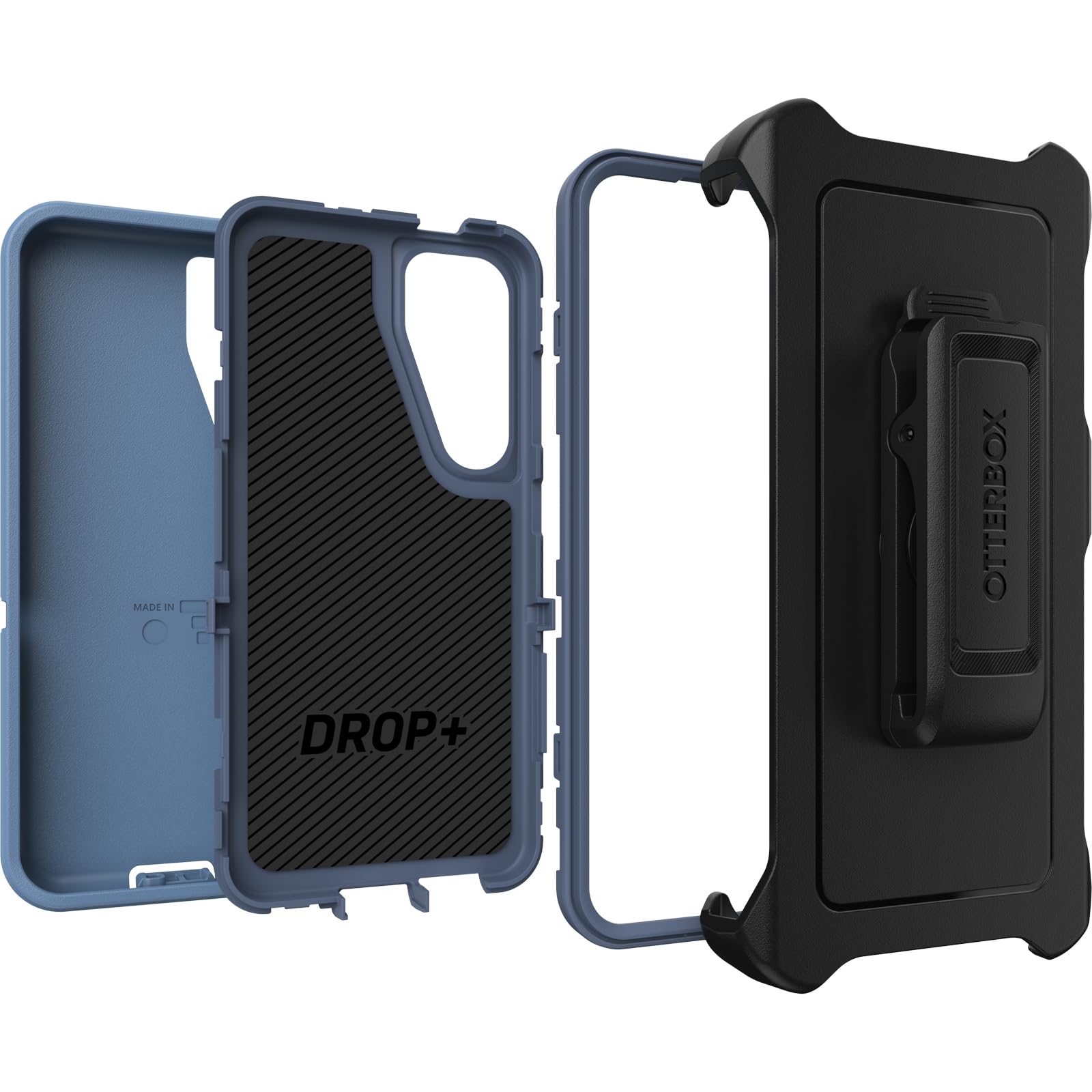 OtterBox Samsung Galaxy S24 Defender Series Case - Baby Blue Jeans, Rugged & Durable, with Port Protection, Includes Holster Clip Kickstand