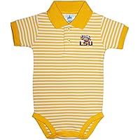 LSU Newborn Striped Polo Bodysuit
