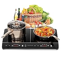 Double Induction Cooktop, 1800W Powerful Induction Burners with 2 Large 8