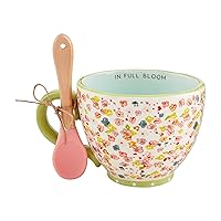 Mud Pie Bloom Floral Mug And Spoon Set; Mug 16 Oz | Spoon 4 1/2